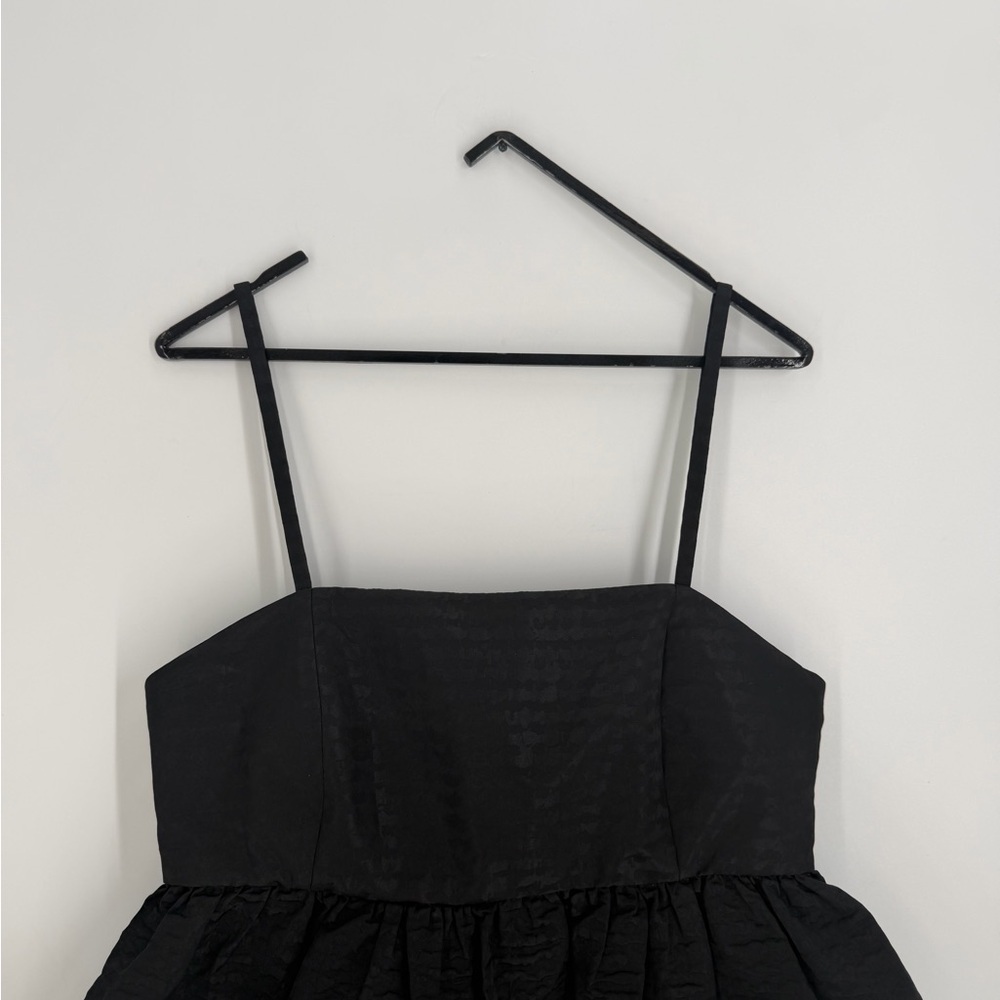 Cos Voluminous Textured Midi Dress In Black